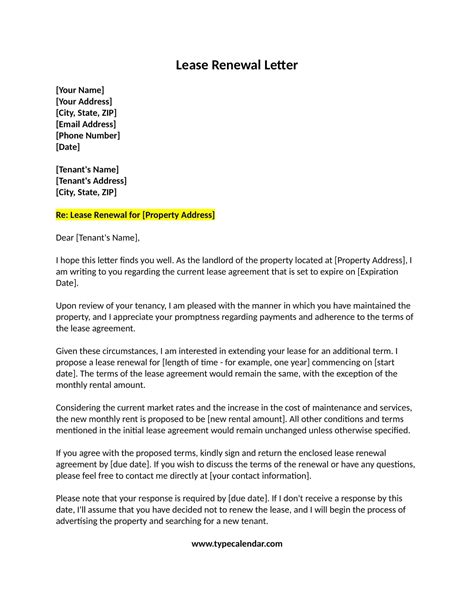 sample lease renewal letter|Lease Renewal Letter & Extension Agreement .